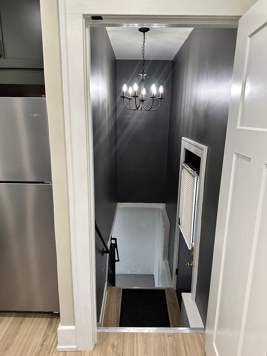 Basement hallway and back entrance