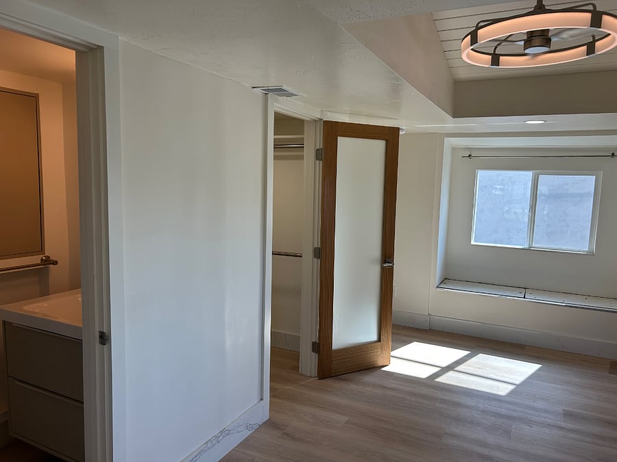 Walking closet and bathroom in master bedroom