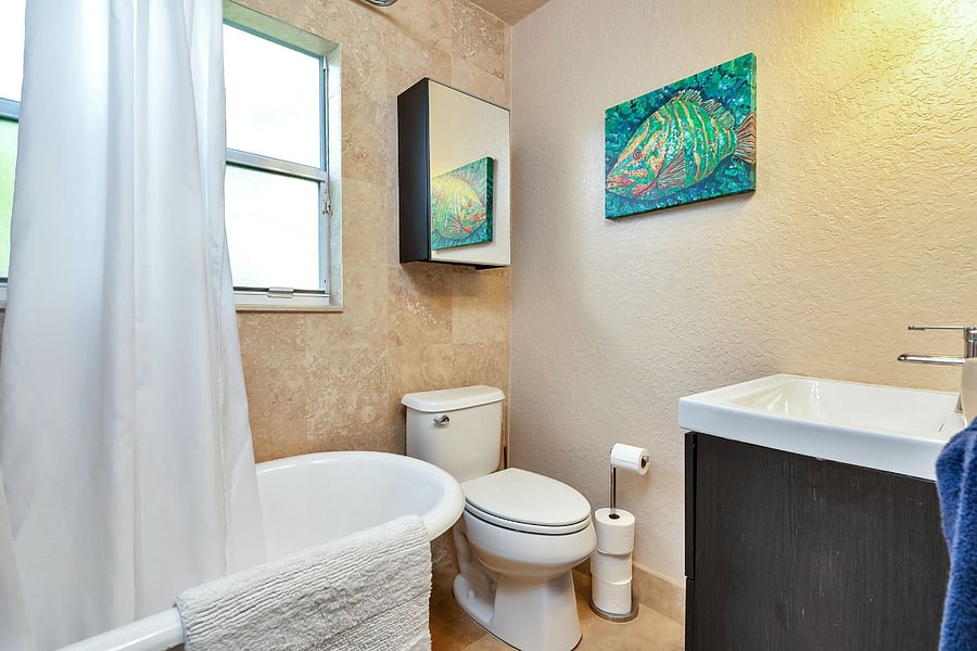 Full bathroom with a classic clawfoot tub.