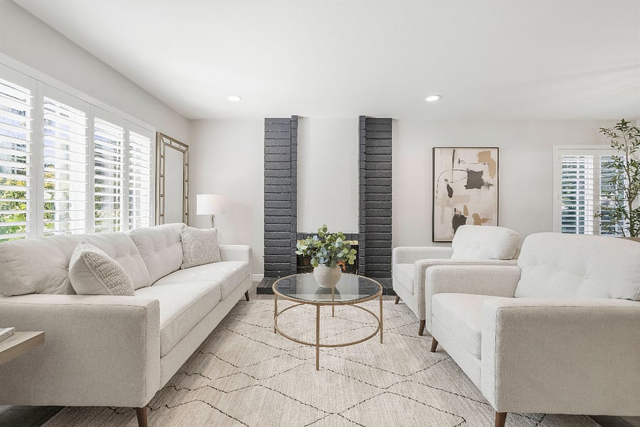 Formal living room with fireplace