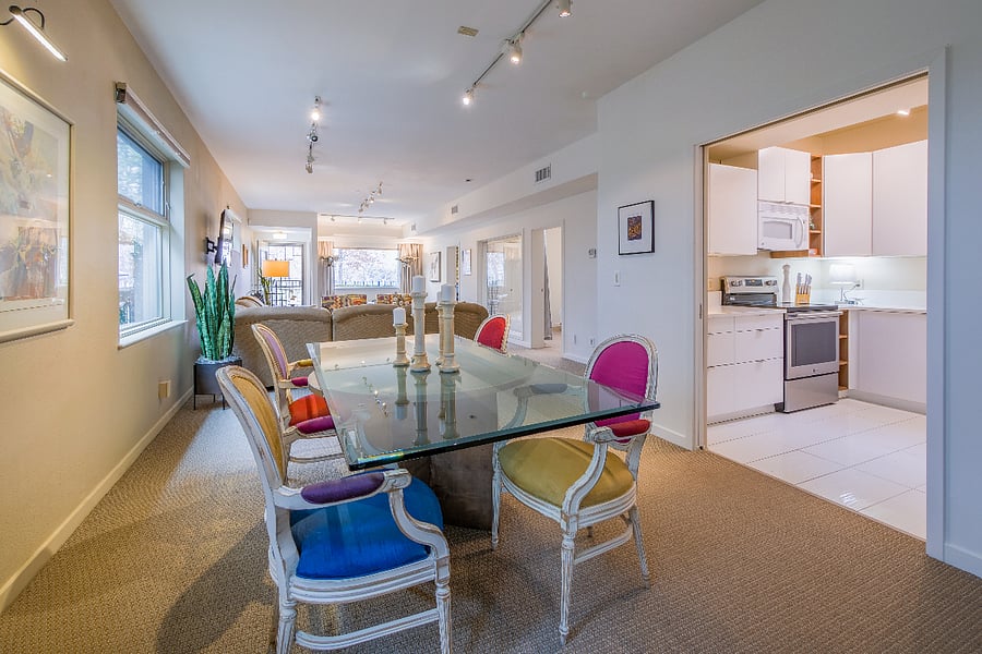 Dining and full kitchen, close off with pocket doors