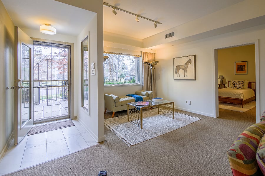 Front security door onto private gated patio, monitored security system set at front door!