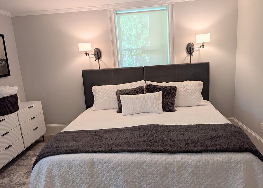 Your private King bedroom; dresser and full length mirror included