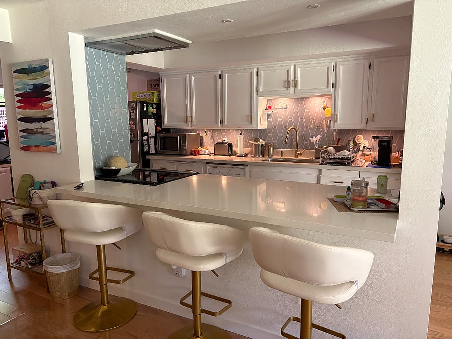 The shared kitchen includes everything you'll need for everyday meals, with dedicated refrigerator and pantry space available during your stay.