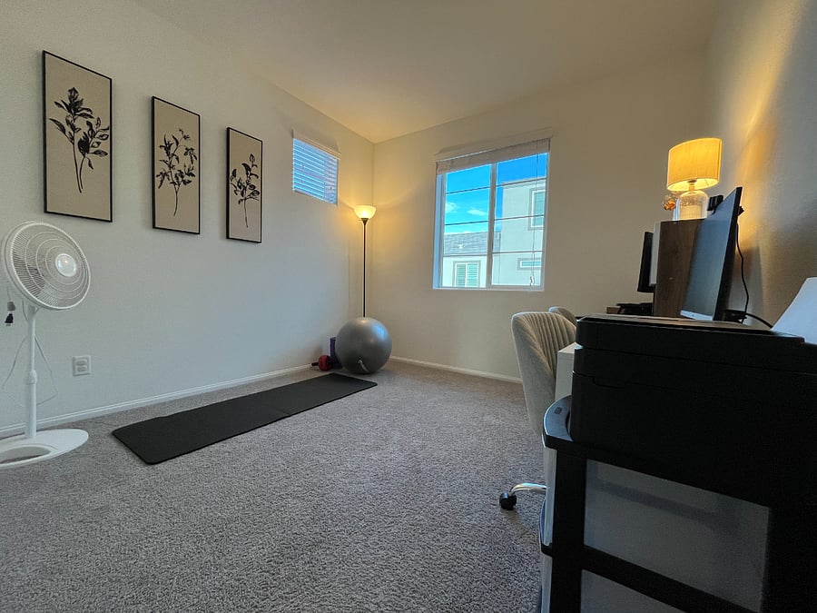 Office space and workout area with closet space (bed can be added upon request)