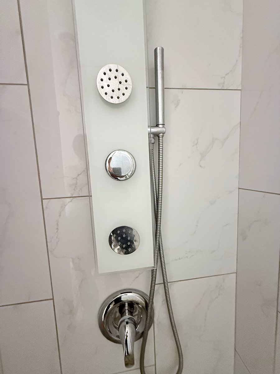 Shower panel include rain shower and jets