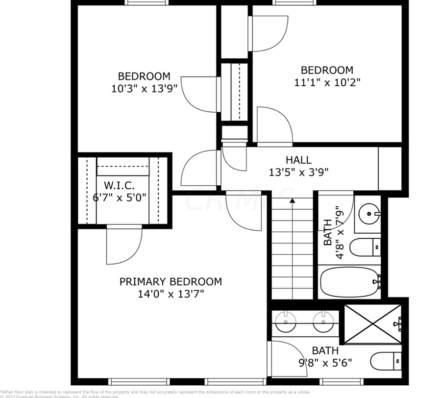 Upstairs bed/bath layout