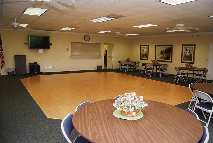 Exercise and party area. Pass through window into the large kitchen.