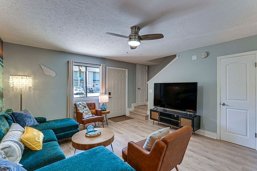 Living room with large smart TV