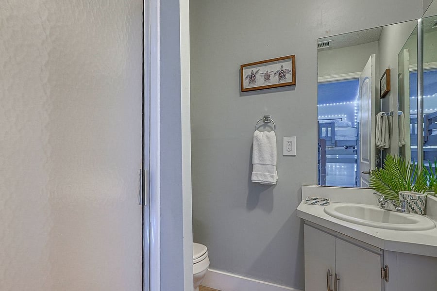 Walk in shower bathroom off bunk room