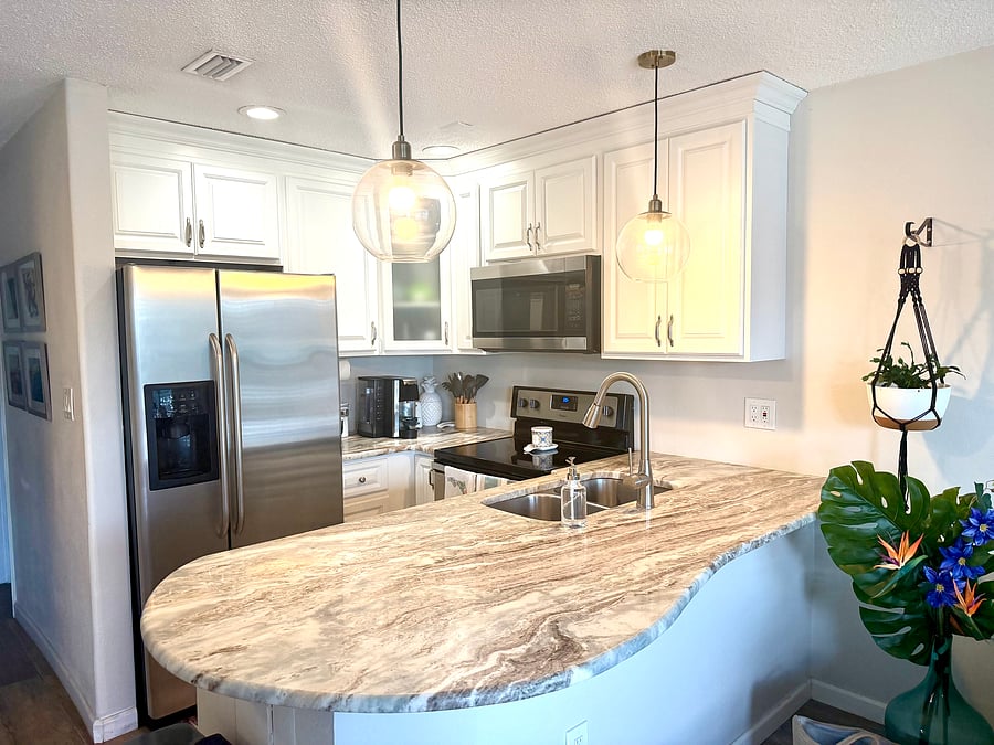Modern Bright Kitchen with Stainless Steel Appliances (including dishwasher), Granite Countertops