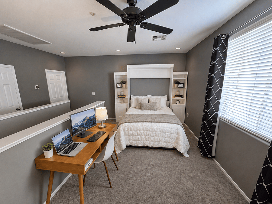 Murphy bed in loft is Queen-size mattress