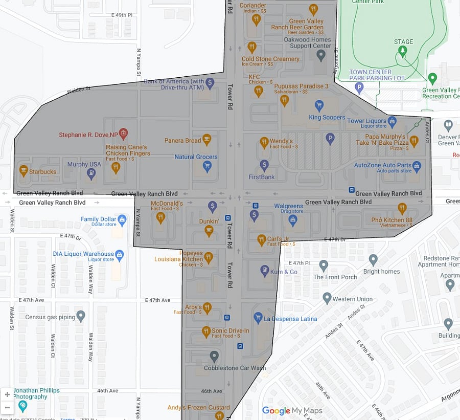 Where the neighborhood shuttle, AERO, will take you for free including many neighboring grocery stores, banks, and restaurants (part 2).