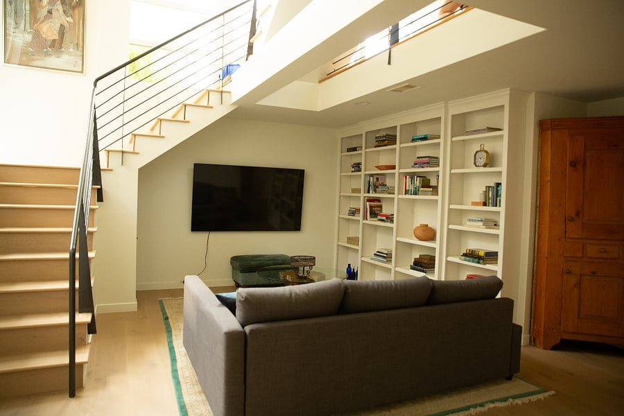 Lounge area in lower level