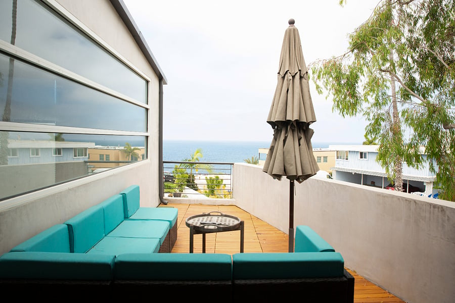 Balcony with ocean views in master bedroom.
