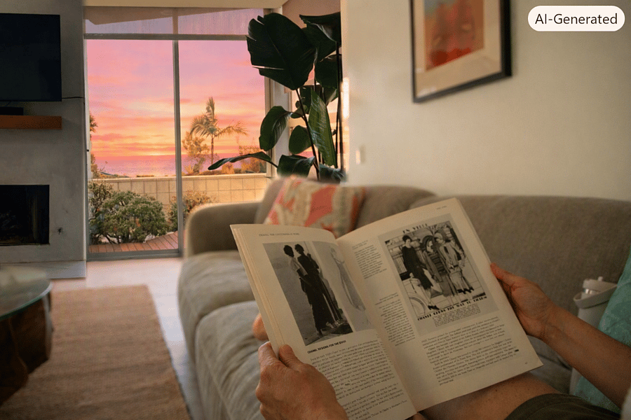Ocean views straight from the sofa in living room