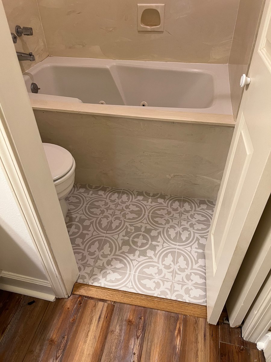 New flooring in master bath.   