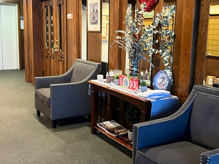 Elegant lobby, exquisite, locking mailboxes with elevator, clubhouse, and stairs, all accessible from lobby