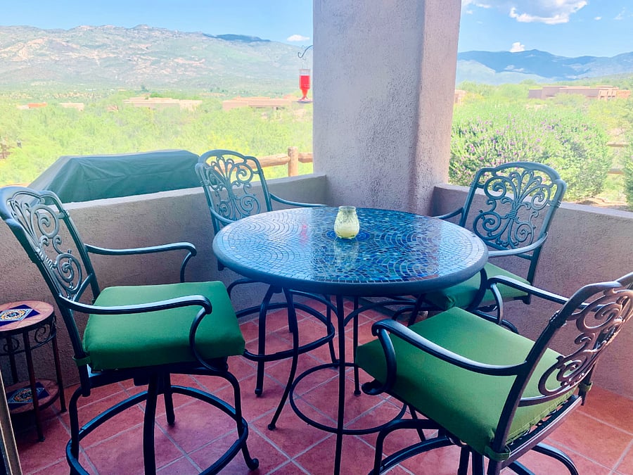 Back patio with a view of the Tanque Verde & Rincon mountains.