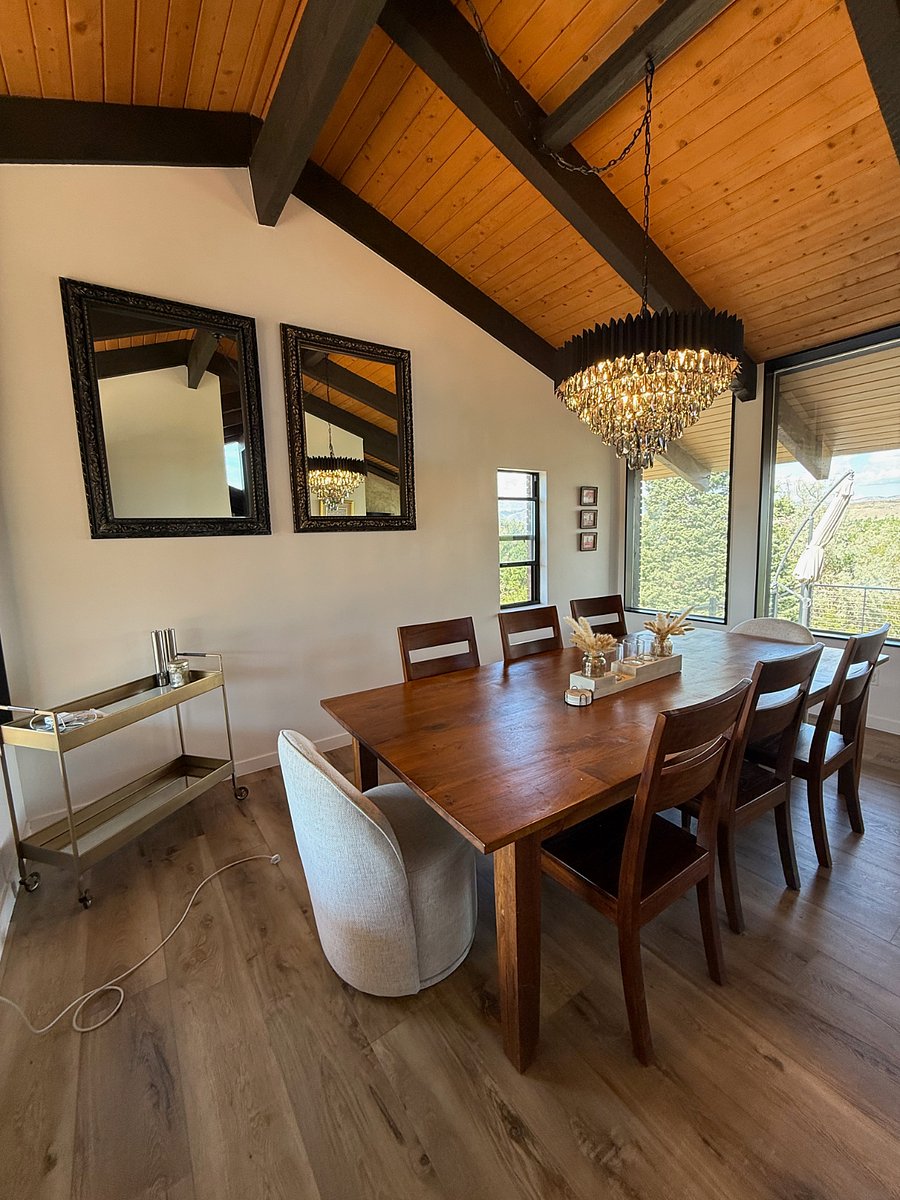 Dining Room with all wood C&B table and chairs.