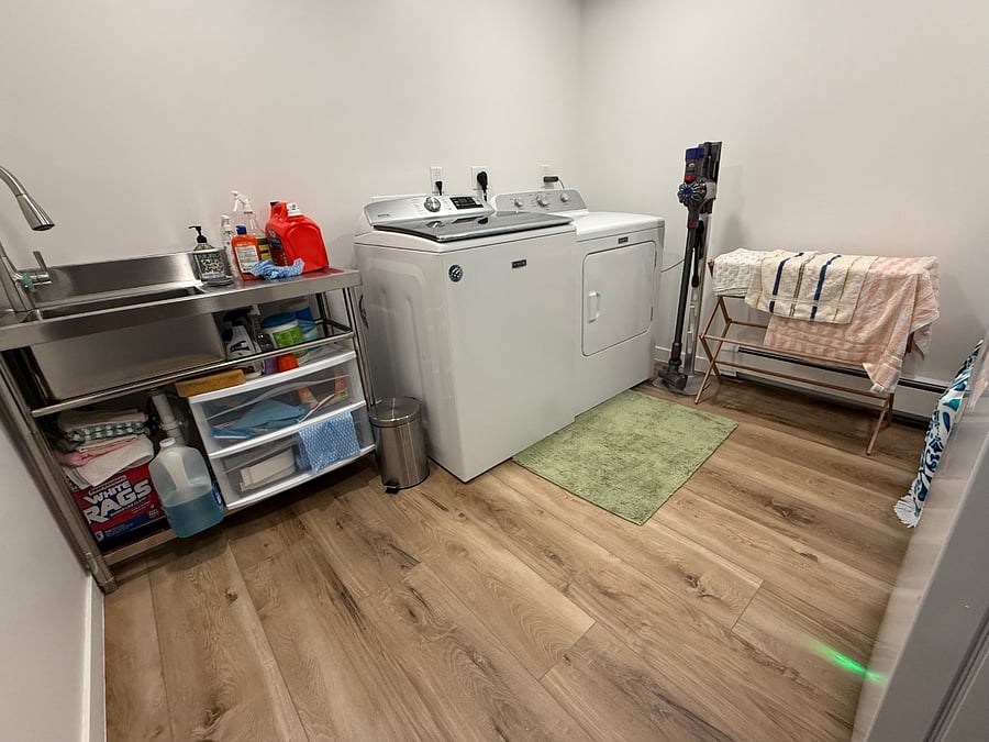 Lower Level Laundry Room with extra large washer and dryer.