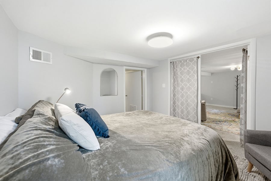 Cozy Bed, view through doors to Living Area