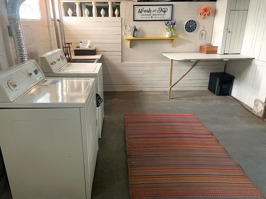 This is your dedicated laundry area. It's in the basement and we've made it very nice.