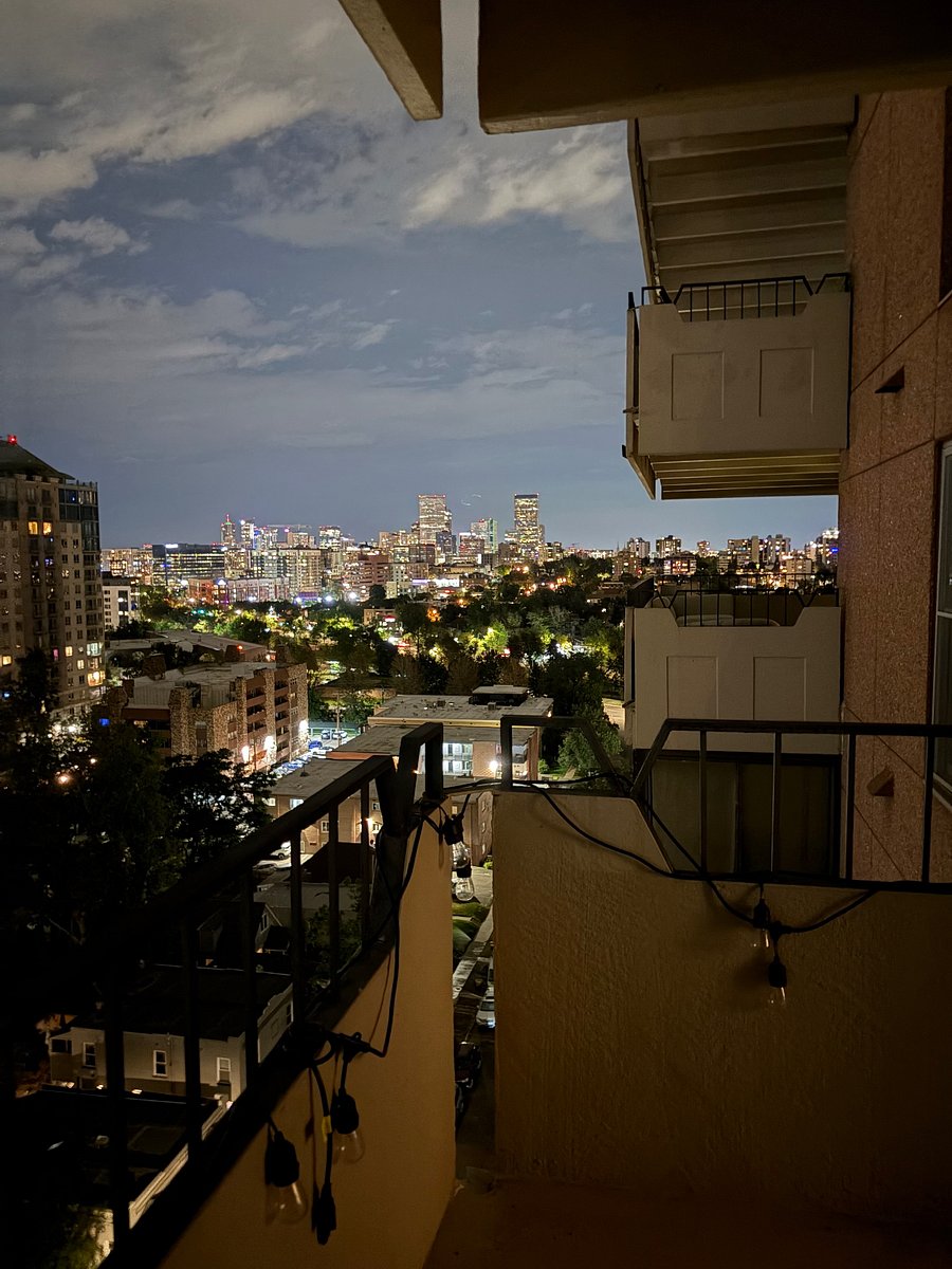 View from bedroom balcony at night 
