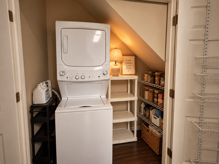 Pantry with storage and Washer + Dryer