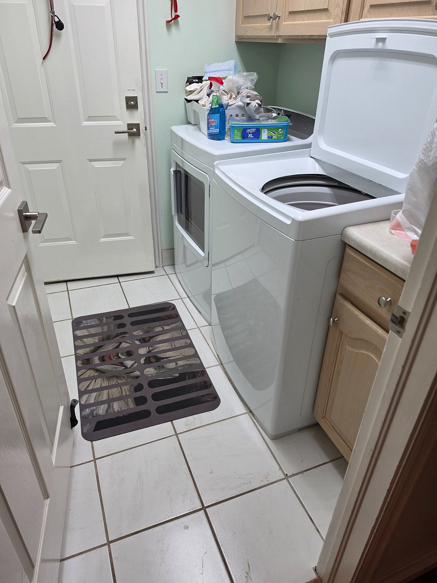 Separate laundry - large capacity dryer and washer.