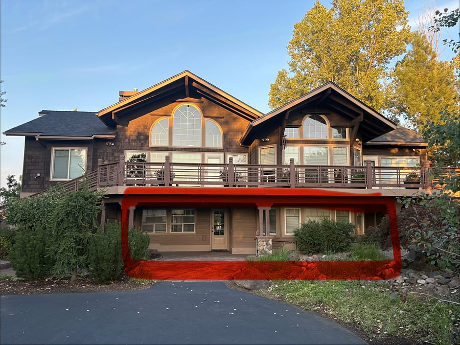 The property for rent is the ground level of this home. 