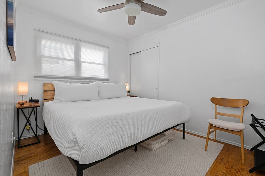 King size bed in master bedroom