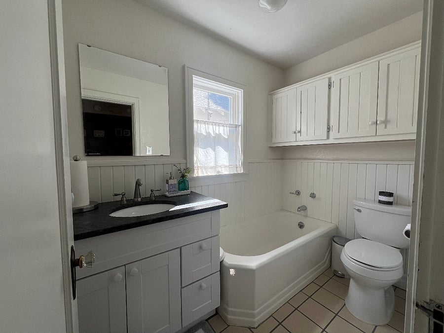 Main Level Bathroom has vanity, toilet and tub only, no shower