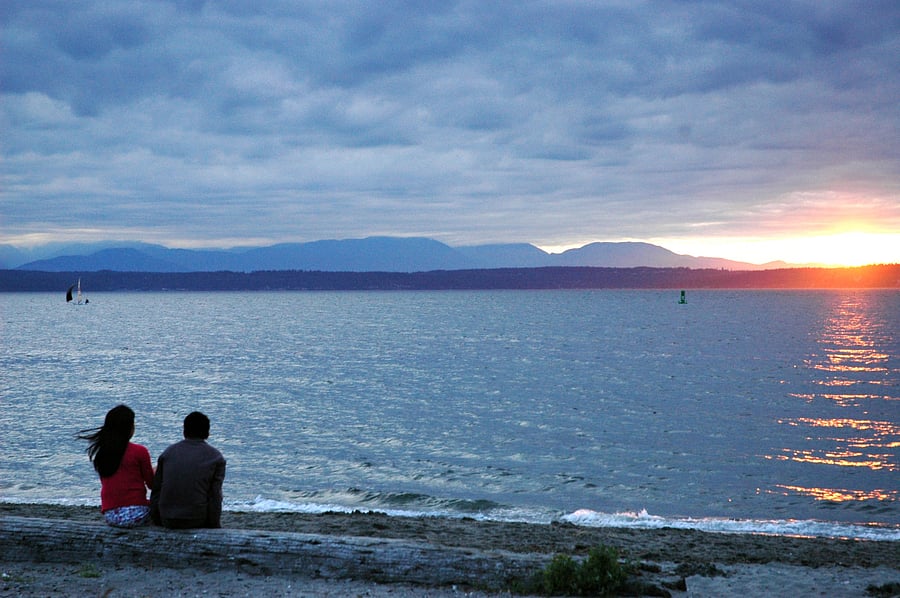 Enjoy sunsets from Golden Gardens Beach year around.