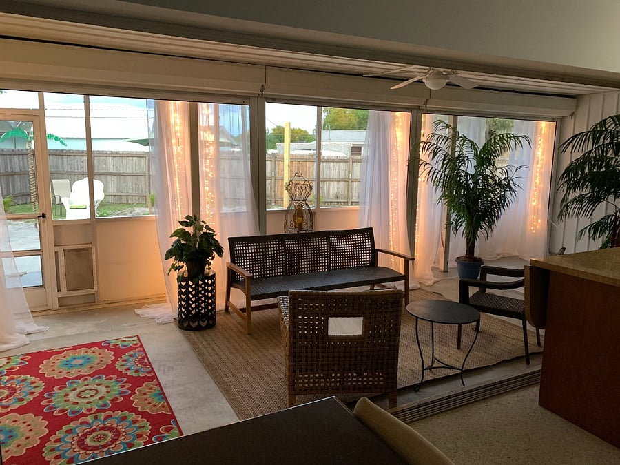 When the weather is nice, you can open all three sliding doors so that the lanai feels like part of the house. It's fabulous! There is now a television on the lanai.