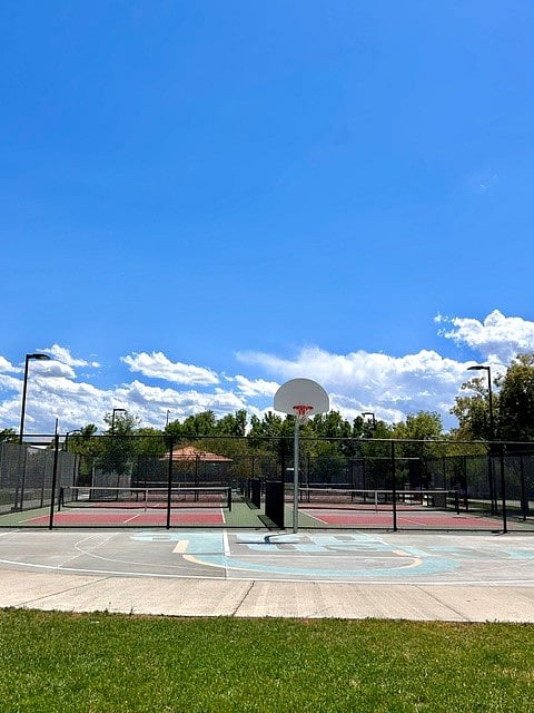Pickleball courts + basketball hoop