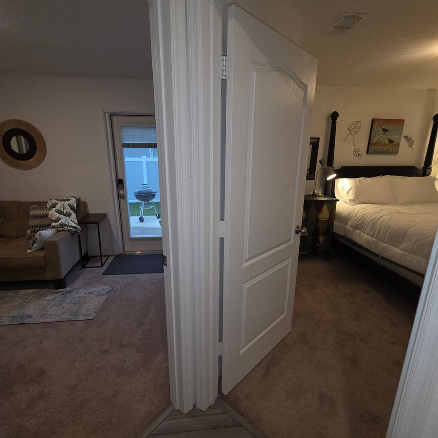 Two rooms, two spacious closets.