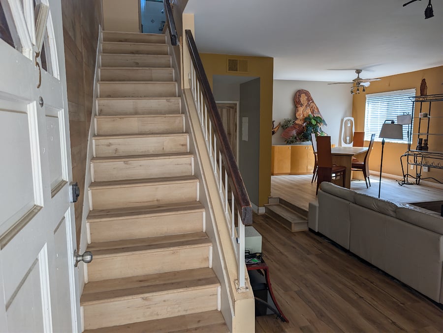 stairs to bedrooms from center level