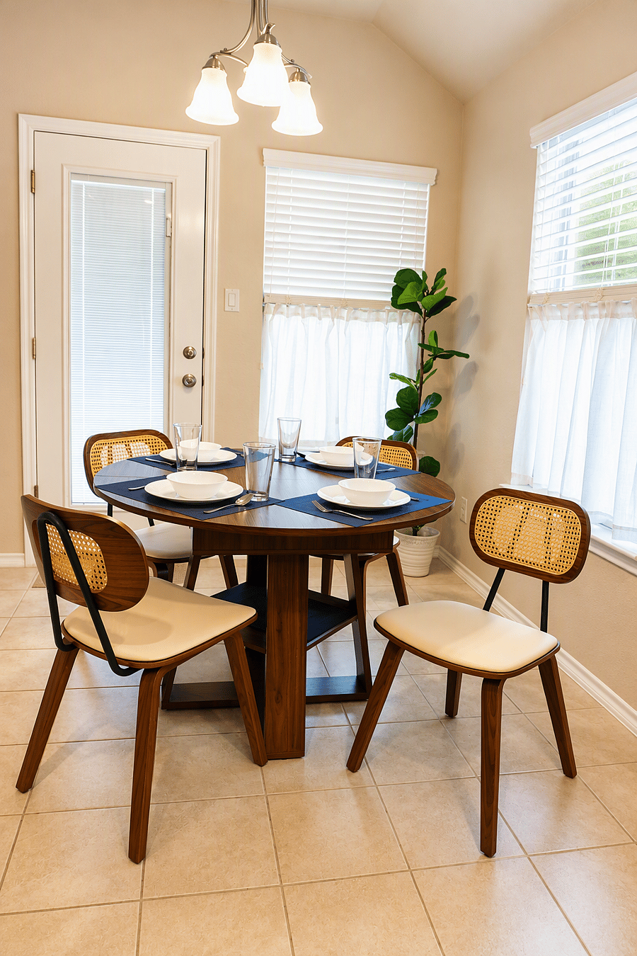 Expandable dining table seats up to 6.