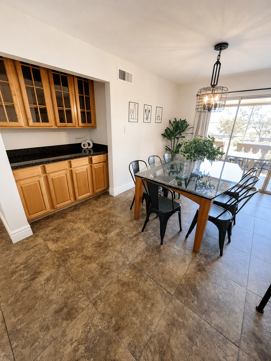 Dining area with bar area.
