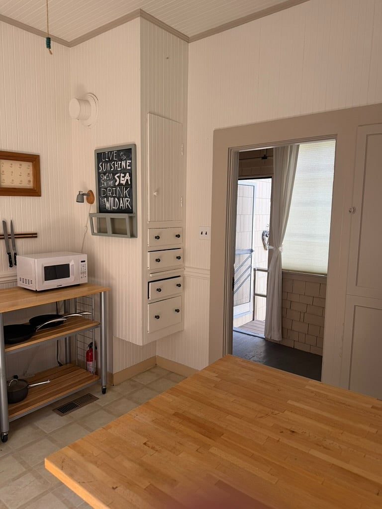 Kitchen with back entrance to rear yard