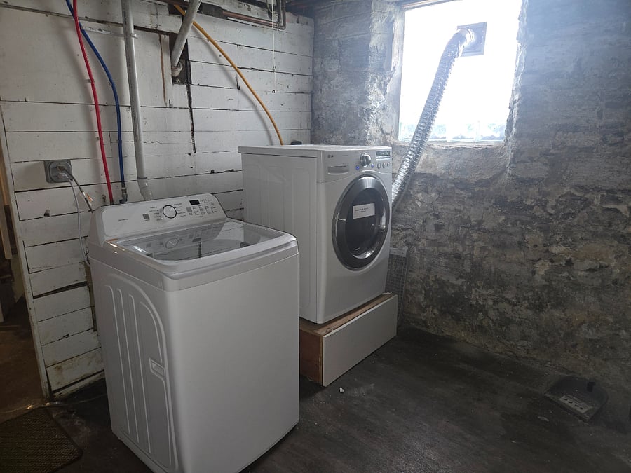 shared laundry room in basement