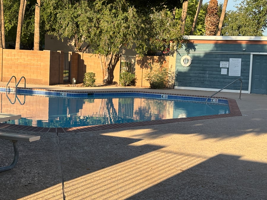 Beautiful community pool within walking distance of the home.