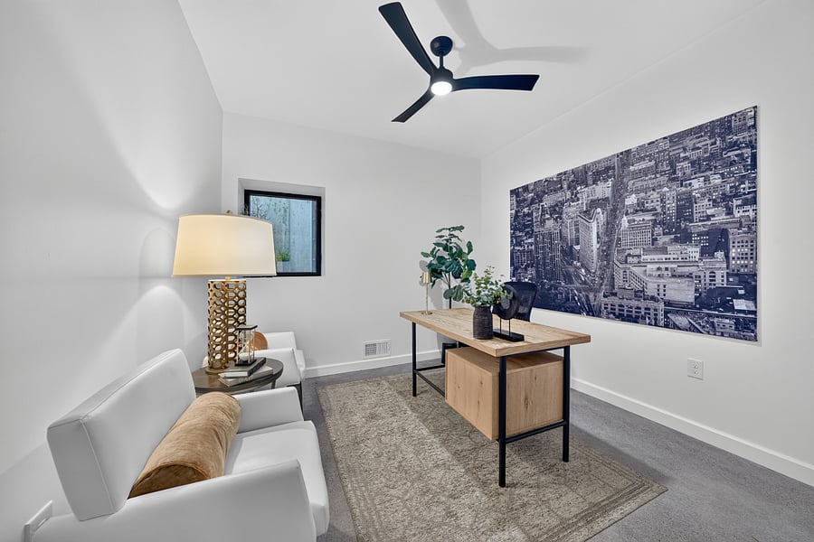 Bedroom 3 - staged as a dedicated home office.