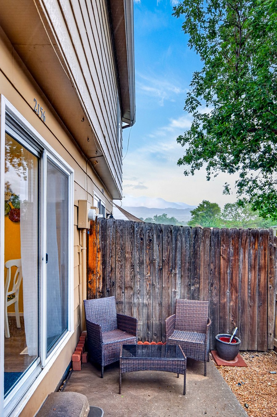 Outdoor seating area in the back of the home