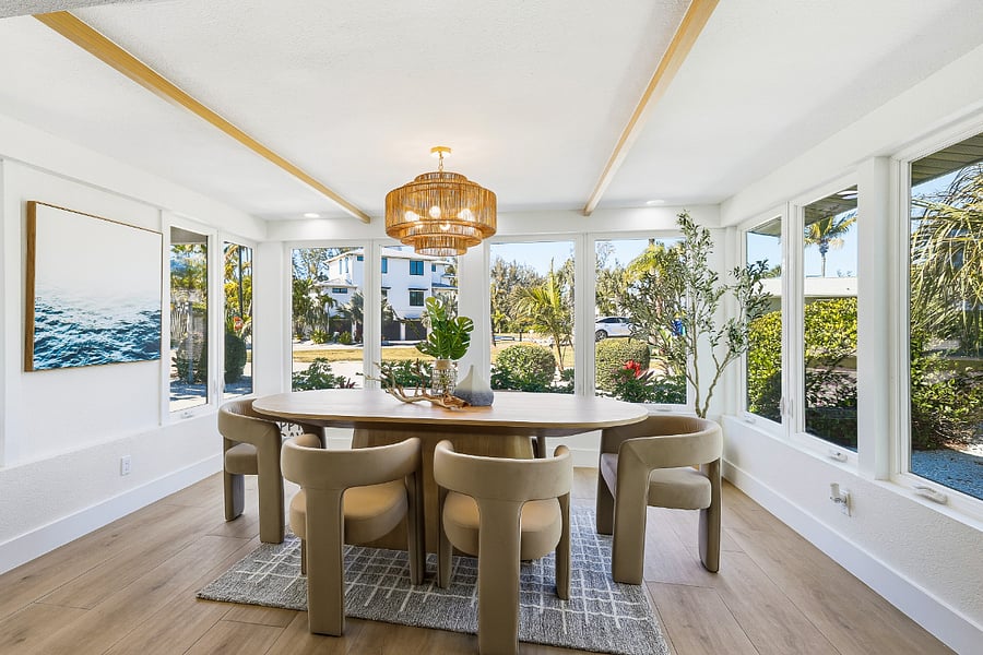 Enjoy your eating in the sunroom or working area. You chose!!