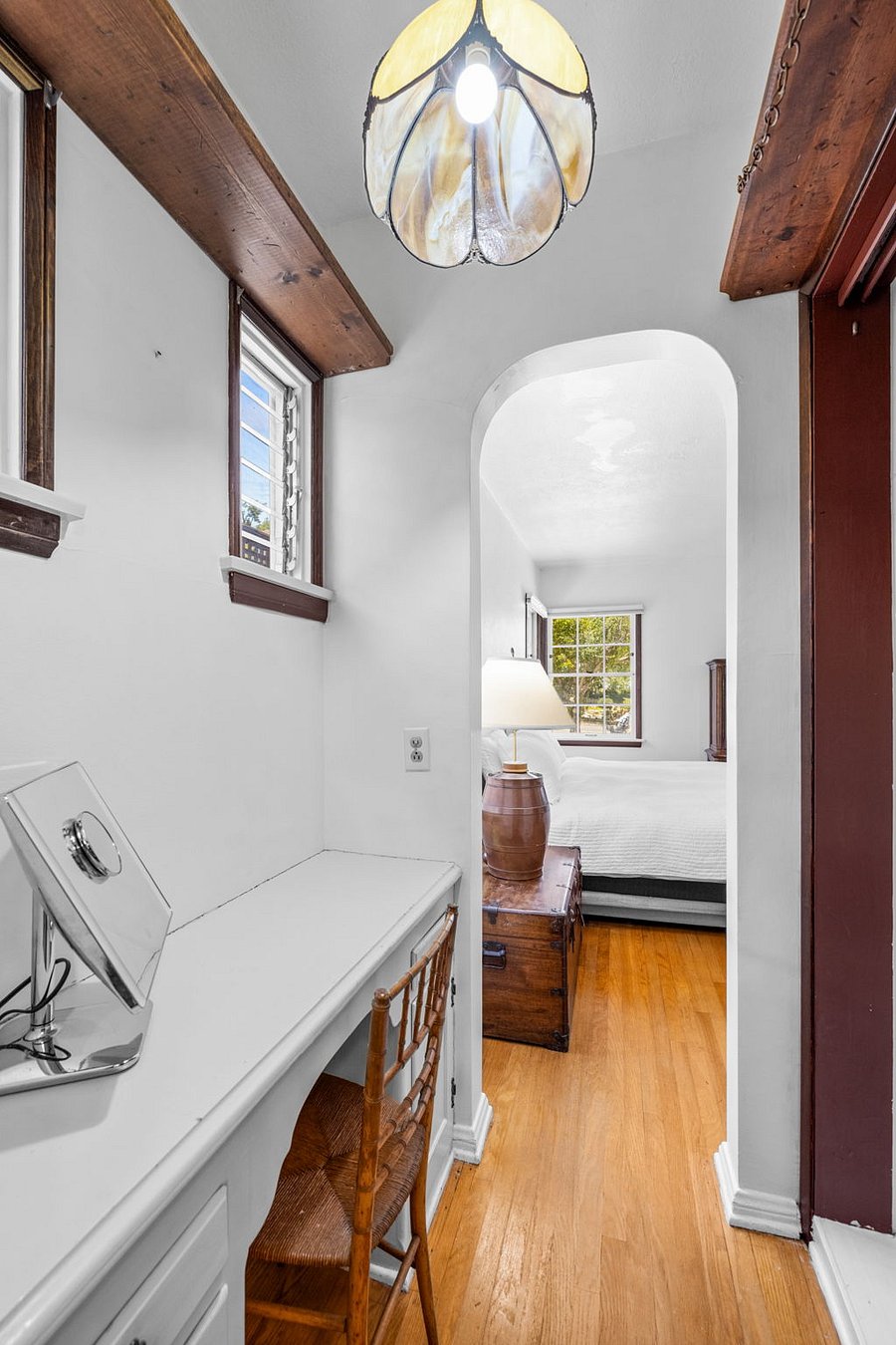 Vanity off primary bedroom that is also connected to full bath.