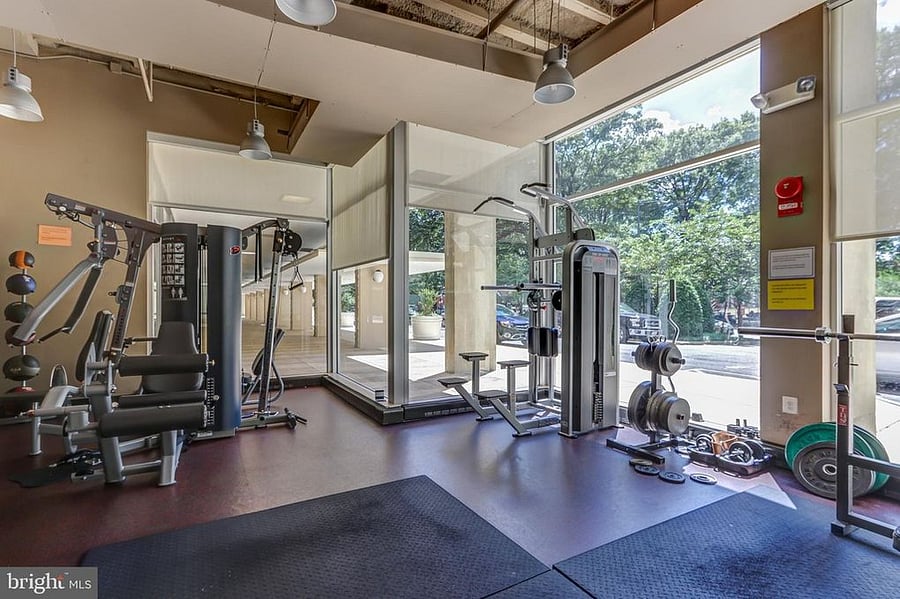 Workout facility includes weight room, aerobics room and Yogo room.