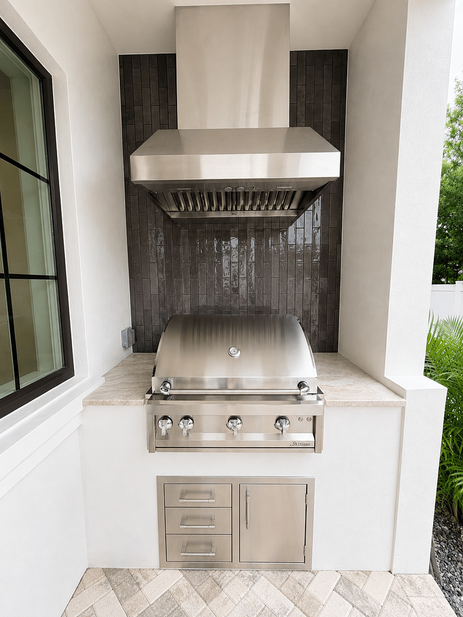 Built-in grill for outdoor entertaining.