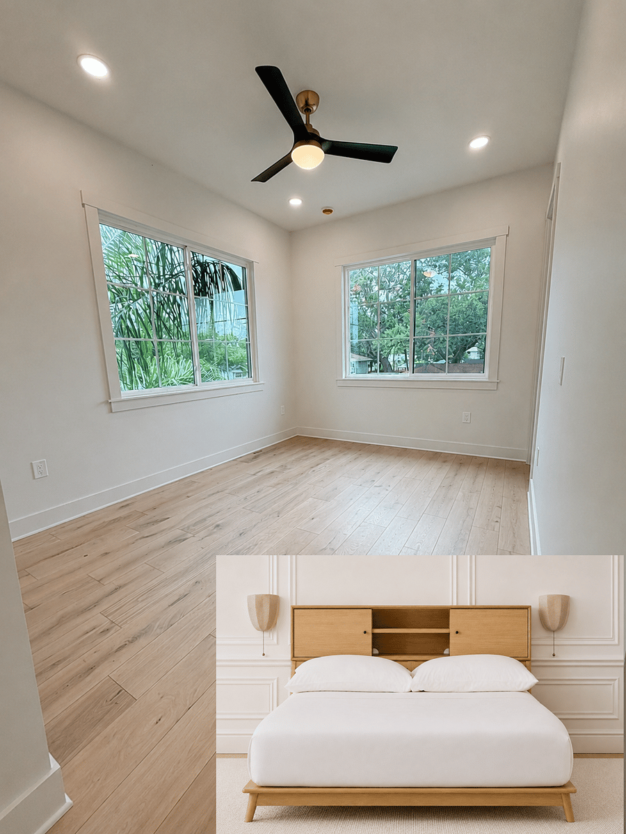 Bedroom 3- Virtually staged with Four Hands & West Elm furniture to be delivered mid-August.